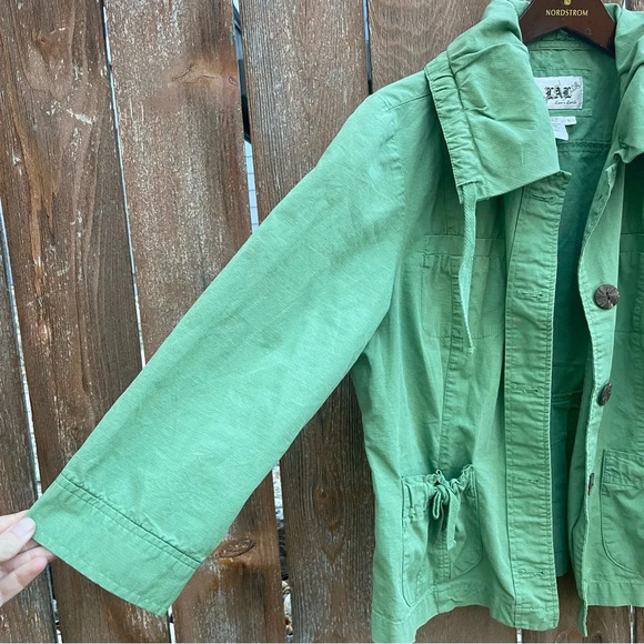 LIVE A LITTLE Women’s Green Canvas Utility Jacket Coat Size Large - Picture 6 of 9